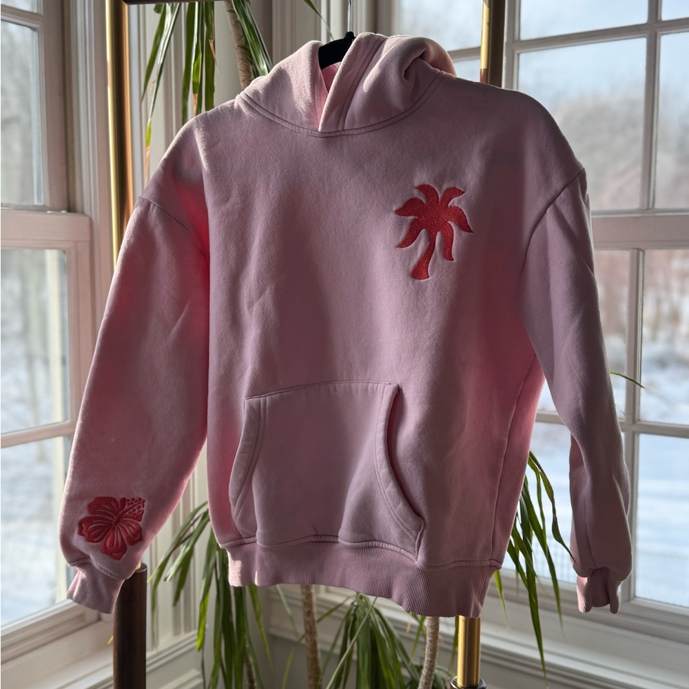 Pink Hoodie with Palm Tree Design